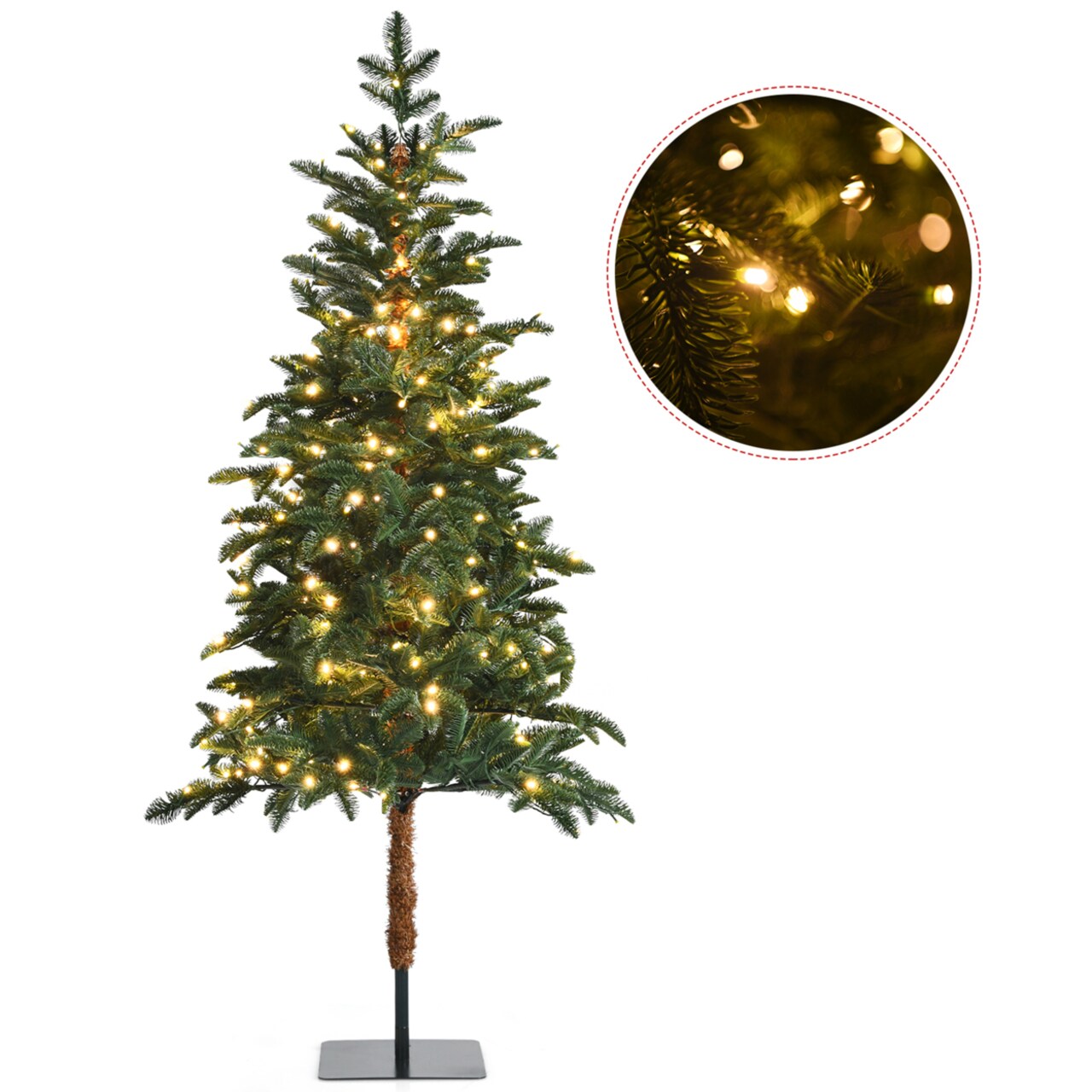 6 Ft Pre-Lit Artificial Slim Pencil Christmas Tree Faux-Pine Tree W/ Led Lights